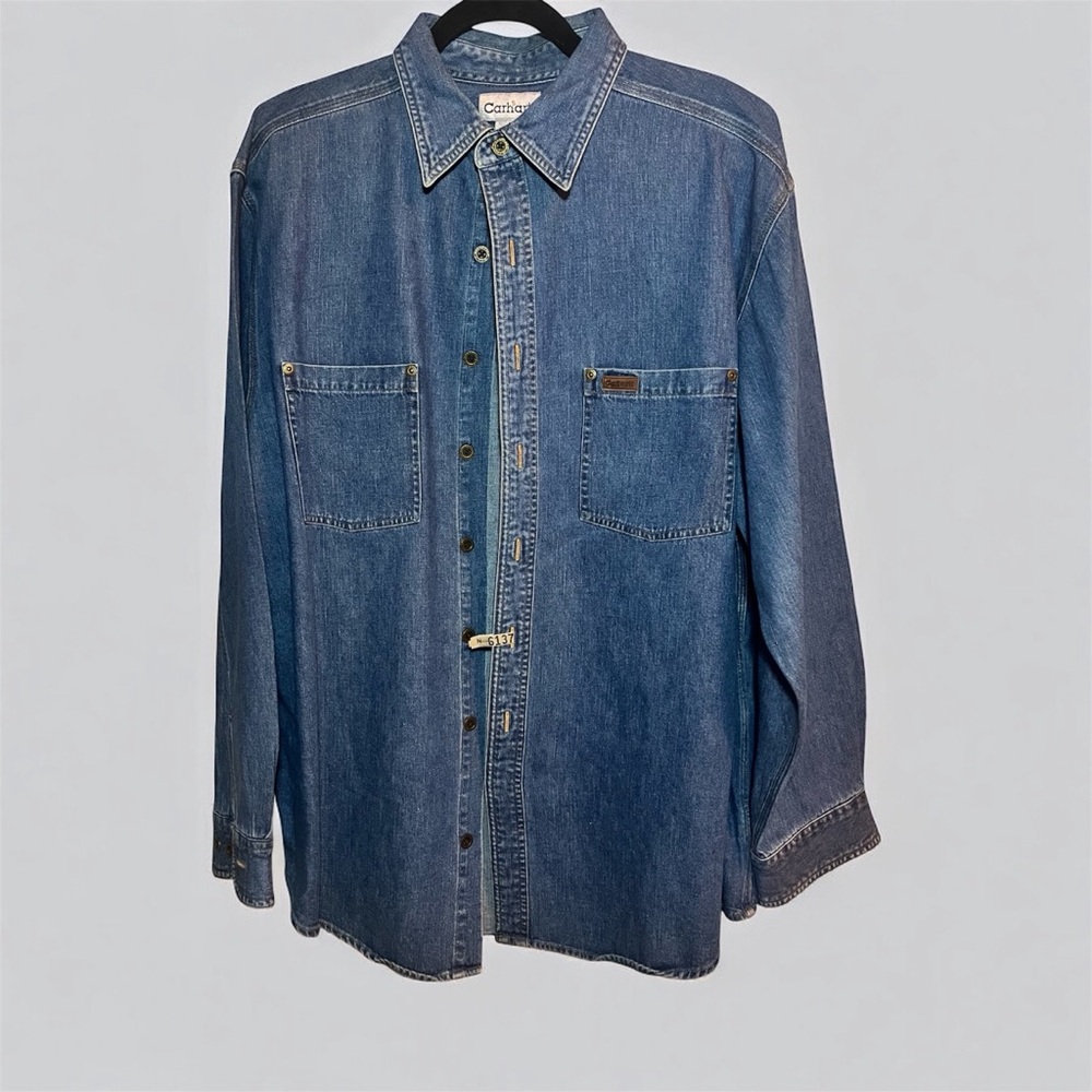 Vintage Carhartt men’s denim shirt jacket size L
